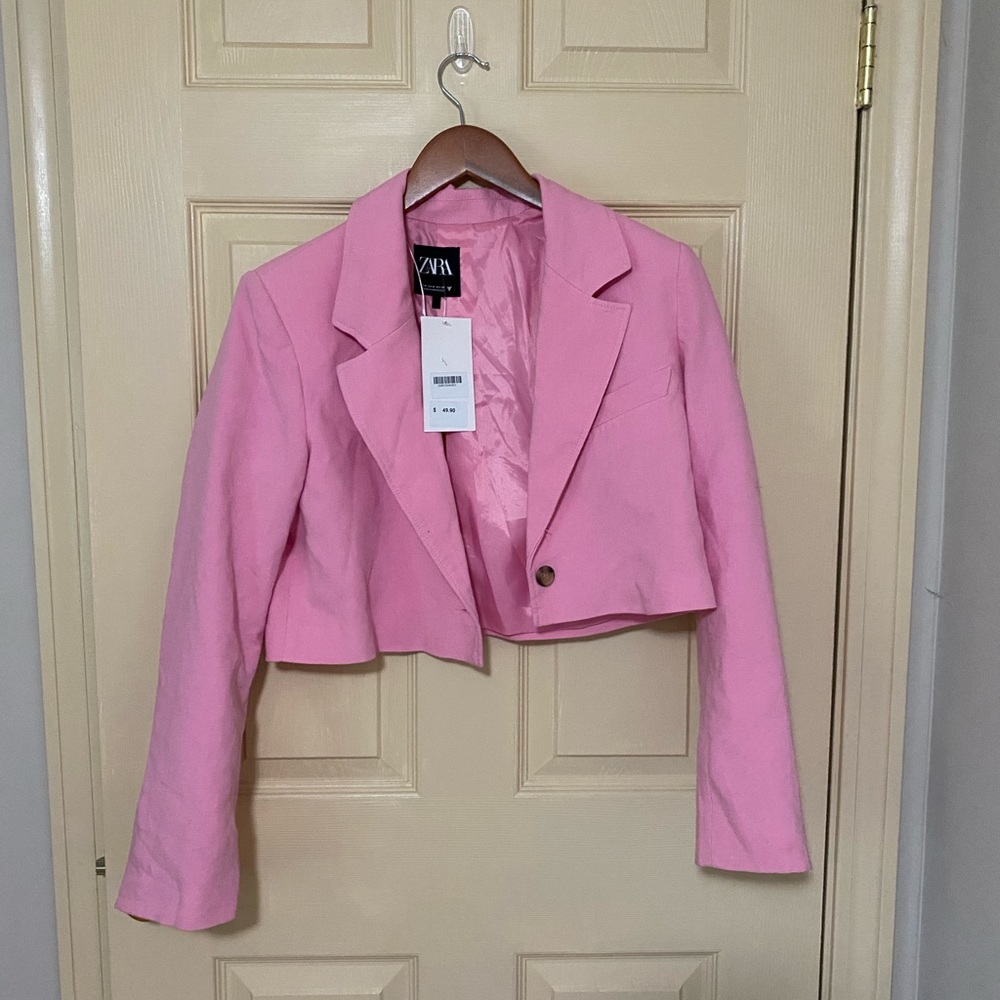 NWT Zara pink cropped blazer, sz M